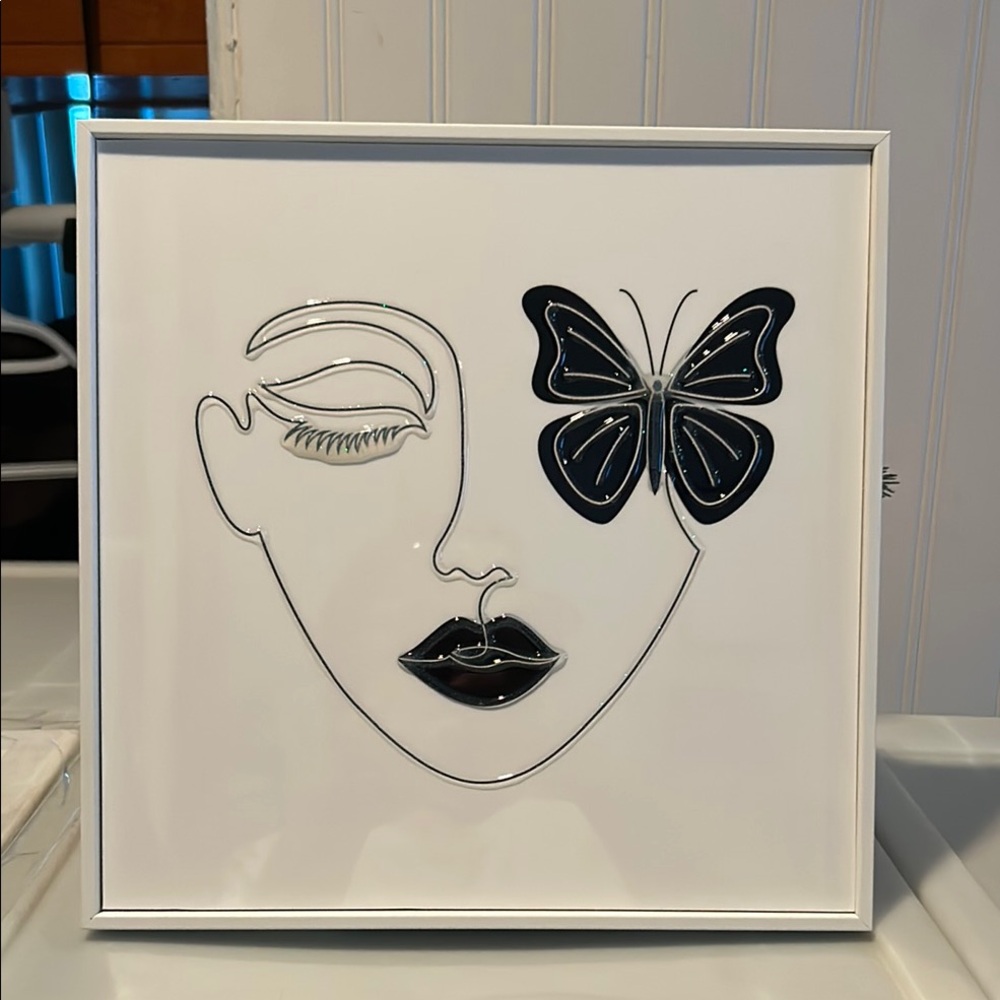 Abstract Face and Butterfly Wall Art